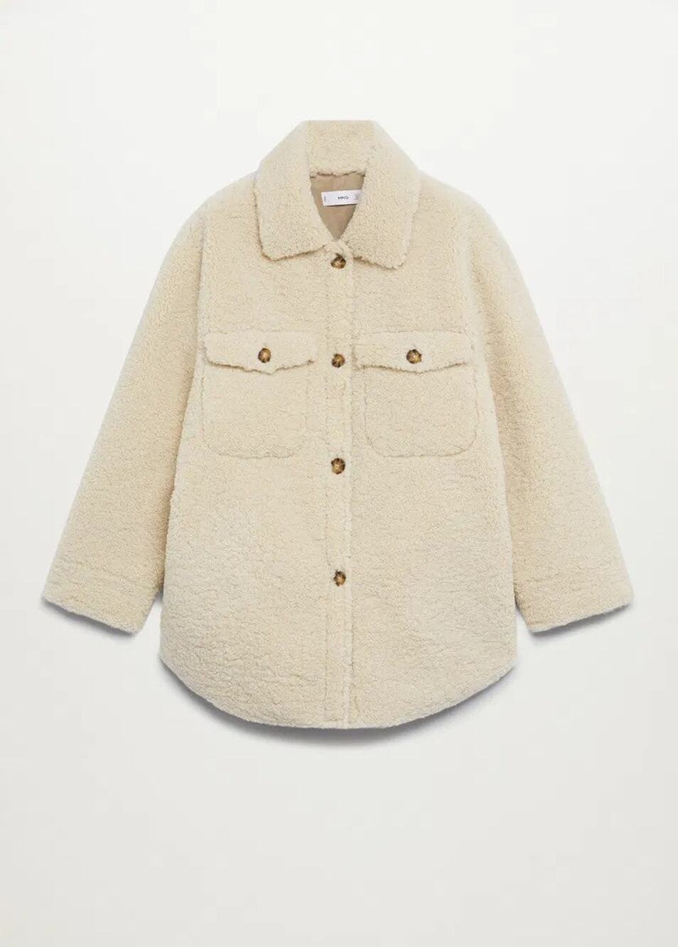 Mango Faux Shearling Overshirt Jacket - S - Beige